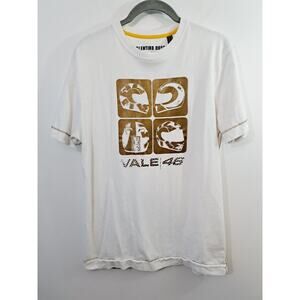 Valentino Rossi T-shirt Men's White Gold Small Graphic Tee VR46 MotoGP Flaw